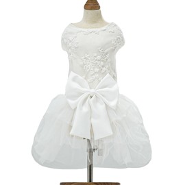 Dog Dress, Embroidery Lace Tutu Princess Skirt, Wedding Outfit for Puppy Small Medium Female Dogs Girl Cats Costume (Embroidery Dress, Large)