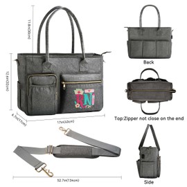 FUZVOL Nurse Bag for Work, 17'' Large Nursing Bags for Nurses, Nurse Tote Bag, Clinical Bag for Women, Nursing Essentials, Waterproof Utility Bag, Grey RN