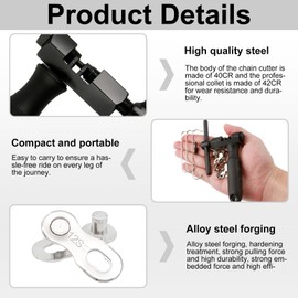 Chain Riveter Bicycle Set - 5 Pairs Bicycle Chain Rivets, Precise Chain Rivets, for 5-12 Speed Chains, Bicycle Chain Tool for Mountain Bike/City Bike/Road Bike, Steel Construction, Non-Slip Handle