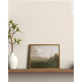 ARPEOTCY Framed Canvas Wall Art Decor, Retro Country Landscape Paintings, Classical Farmhouse Pictures, Vintage Floral Scenery Wall Decor for Bathroom Bedroom Living Room Office 8x10inch