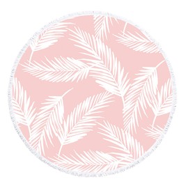 Round Beach Towel Tropical Pink Leaf Microfiber Beach Blanket Bachelorette Party Favor