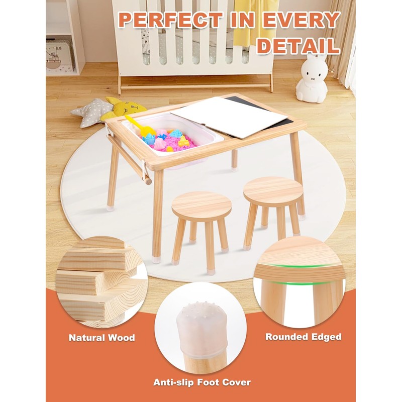 ZYLOHA Toddler Sensory Table and Chair Set, Kids Sensory Bin