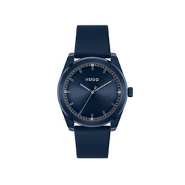 HUGO #Bright Men's 42mm 3H Quartz Leather Wristwatch - Water Resistant up to 5ATM/50 Meters, A Clean and Modern Look