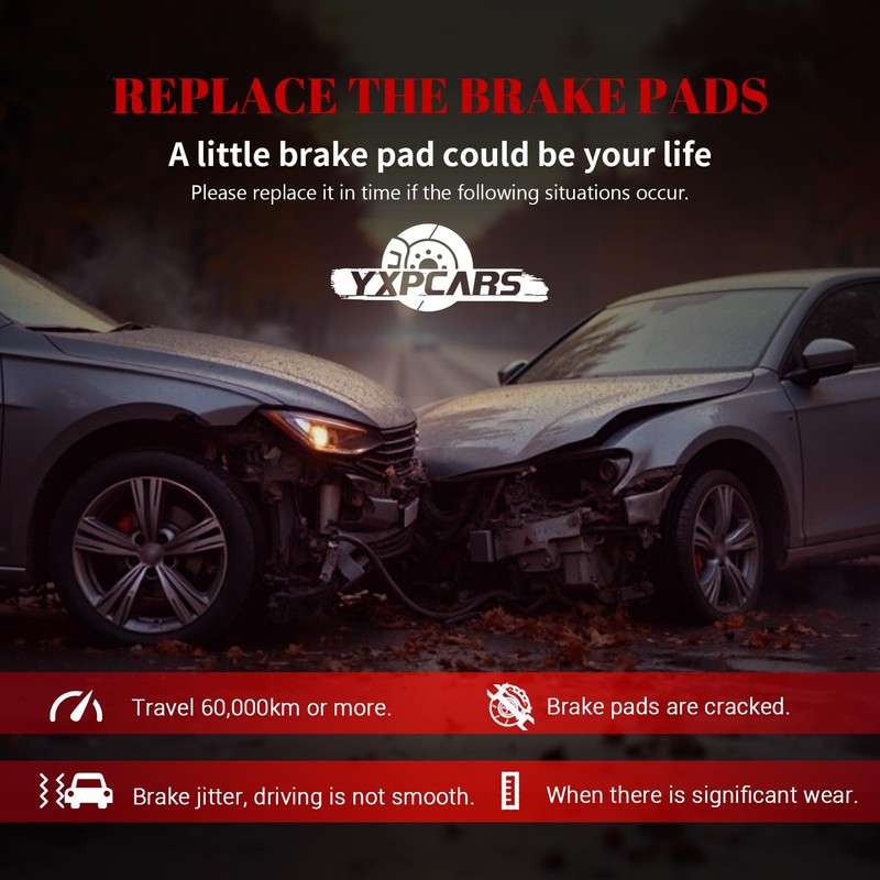 YXPCARS Ceramic Disc Brake Pads Set Front and Rear Replacement