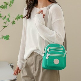 FAVORTALK Nylon Handbags for Women Crossbody Green - Womens Multi Pocket Casual Cross Body Bag Lightweight Waterproof Messenger Handbag for Ladies Shopping Hiking Daily Use - B36115