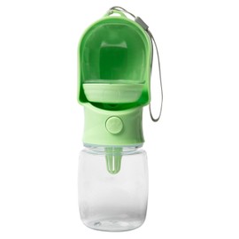 HappiTails Leak Proof Portable Dog Water Bottle with Bowl – Travel Pet Water Dispenser for Walking & Hiking – Food Grade Plastic – Choose from 3 Colors (Green, 320 ml)