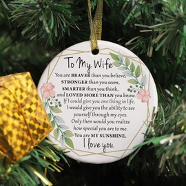 Two-Side Printed to My Wife Christmas Ornament, Husband to Wife Gifts, to My Wife, I Love You Gift
