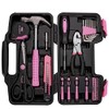 39 Piece All Purpose Basic Household Pink Tool Kit for
