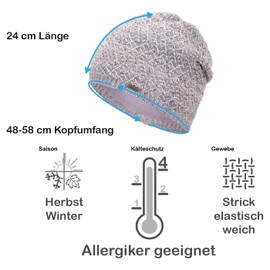 Faera Winter Hat Unisex, Warm Lined Winter Beanie, Fleece Lining, Winter Knitted Hat, One Size - lightgrey