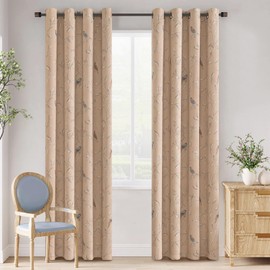 H.VERSAILTEX Blackout Curtains for Bedroom 84 Inches Length Thermal Insulated Birds Rustic Printed Curtain Drapes for Living Room Energy Efficient Room Darkening Home Decoration Pair 2 Panels, Taupe