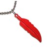 HAWKS HERO RED FEATHER NECKLACE Bird Wing Pendant STAINLESS STEEL