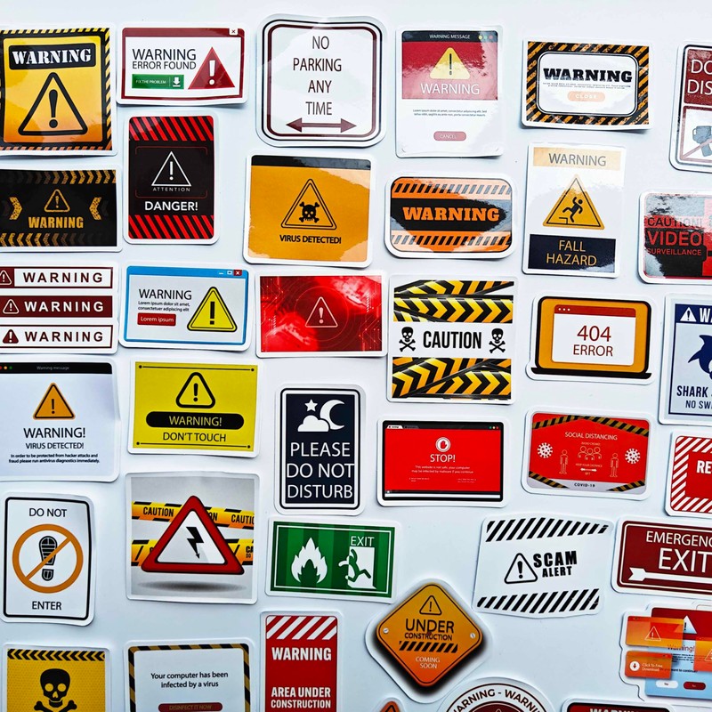 Funny Warning Sticker Stop Hazard Decals Prank Caution Stickers Crush