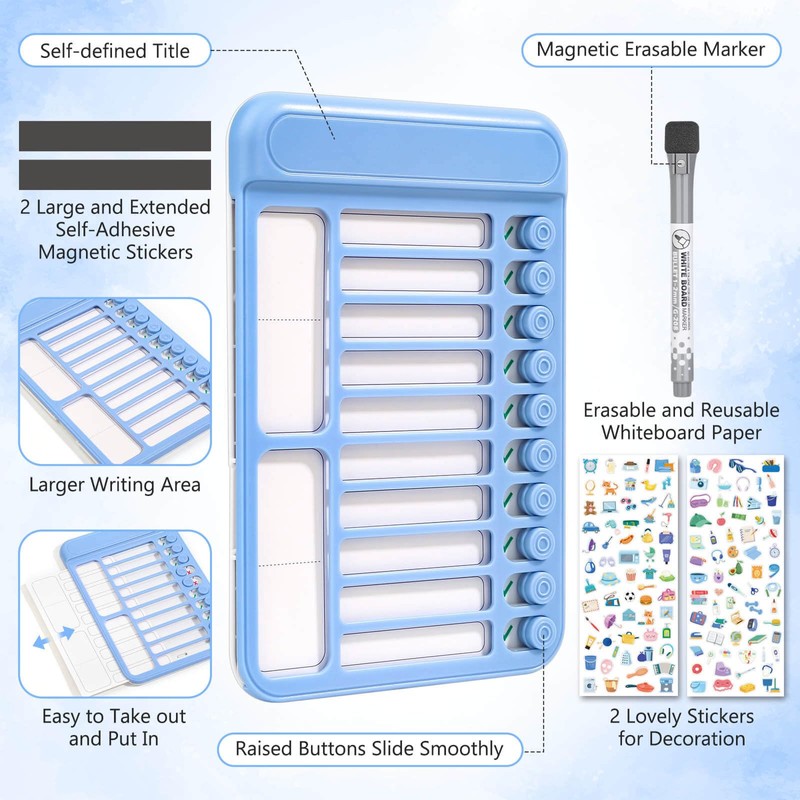 Audab Dry Erase Chore Chart for Kids, Magnetic Whiteboard Checklist