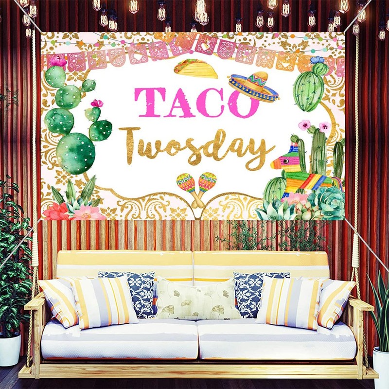 Fiesta Taco Twosday Birthday Banner Taco Twosday 2nd Birthday Backdrop
