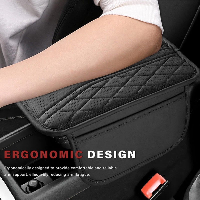 Car Center Console Cover, Leather Auto Armrest Cushion Pad with