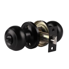 Probrico Keyed Entry Door Knob with Lock, Interior Exterior Door Lock Black Finished, Colonial Doorknob, 4 Pack