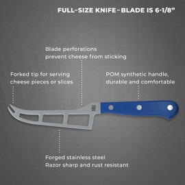 M&G 6-1/8" French Cheese Knife - Blue POM Handle - Regular Box - Designed and Made in Europe