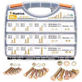 Kadrick 820Pcs Grade 8.8 Metric Bolt Assortment, M6 M8 M10 Hex Heavy Duty Bolts and Nuts Kit,M6 x1.0 M8 x1.25 M10-1.5 (12mm to 45mm),Yellow Zinc Plated