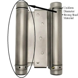Swinging Cafe Doors 6" Double Acting Spring Hinge-Saloon |Cafe Door Hinge- Variety of Finishes  - Satin Chrome