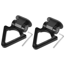 X AUTOHAUX 2 Set Universal Black Triangle Shaped Car Tow Hook Decor Bumper Trailer Sticker Adorn