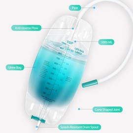 5 Pack Leg Bag Urinary Drainage Bag 1000ml Capacity with 17.7inch Tube Anti Reflux Valve Leak Resistant with Adjustable Straps Soft Green