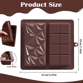 Youery Schokoladenform Silikon Tief, 2 in 1 Dubai Schokolade Form, 2 Stück Silikonform und Spachtel,Schokoladentafel Tiefe Schokoladenform, Schokolade Form für Schokolade Praline Süßigkeiten