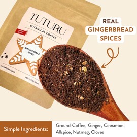 Organic Gingerbread Ground Coffee - Medium Roast, Organic Flavored Coffee - Real Gingerbread Spices - Smooth Low-Acid- Perfect for Drip, Pour Over or Cold Brew - 8 oz, 22 Servings
