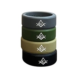Masonic Rings Silicone Backfilled in White | Ergonomic Breathable Design | Silicone Edge Sleek Design Rings for Men (Set of 4) (11)