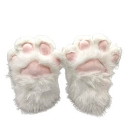 CKHOF Faux fur Furry costume Cat Claw Gloves Animal furry paws Cosplay Accessories cat costume adult (PInk, one size)
