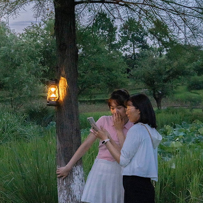 Vintage Camping Lantern 24h Battery Life USB Charging Detachable Lampshade