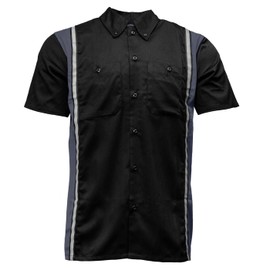 Milwaukee Motorcycle Clothing Co. MDM11608 Men's Classic Black and Grey Button Up Mechanic Shirt w/Reflective Stripe - X-Large