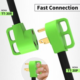 LOEMU 30 Amp RV Extension Cord 50 FT, NEMA TT-30P/R Plug with Grip Handle, 3750W Heavy Duty 3x10 Gauge Power Cord for RVs/Campers/Travel Trailers