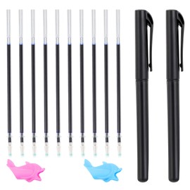 XLIUAX Magic Pens & Refills for Grooved Handwriting Workbooks, Disappearing Ink Pen for Magic Practice Copybook Invisible Ink Pen with Pencil Grippers Writing Training Aid