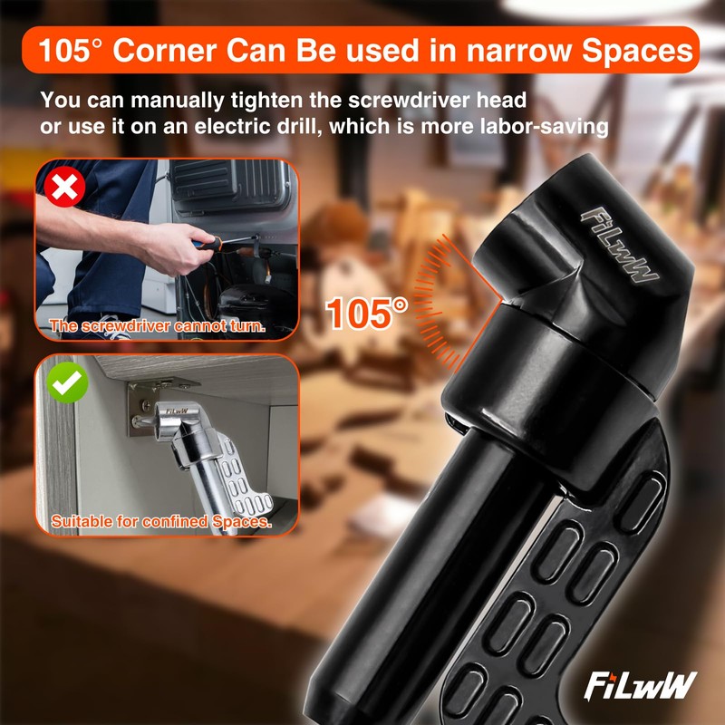 FiLwW 105 Degree Right Angle Drill Adapter Set, 2025 Upgrade