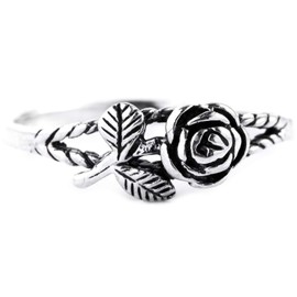 WINDALF Slim Bohemia Rose Ring IÔNA 6 mm Delicate Flower Ring Friendship Ring Vintage Women's Ring 925 Sterling Silver, Fabric, No Gemstone