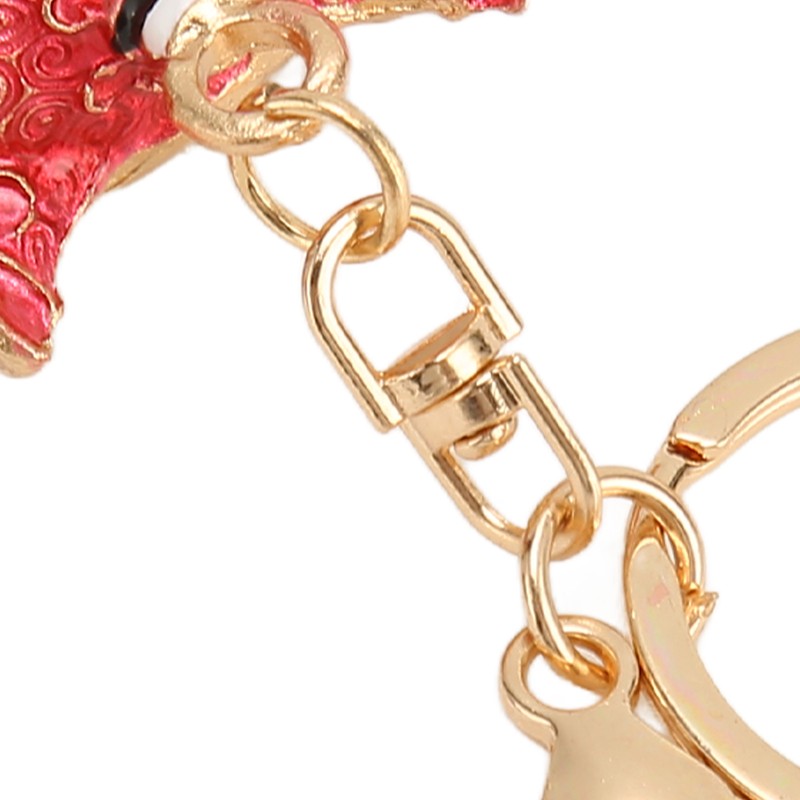 6pcs Lion Dance Keychains Cute Funny Rust Prevention Rhinestone Keychain