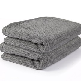 2 Pack Microfiber Car Towels,Car Drying Towel 22Inx32In,Waffle Weave with Reinforced Edges,Super Absorbent & Scratch-Free Cleaning Cloth for Auto Detailing,Home,Glass,Kitchen (Grey)