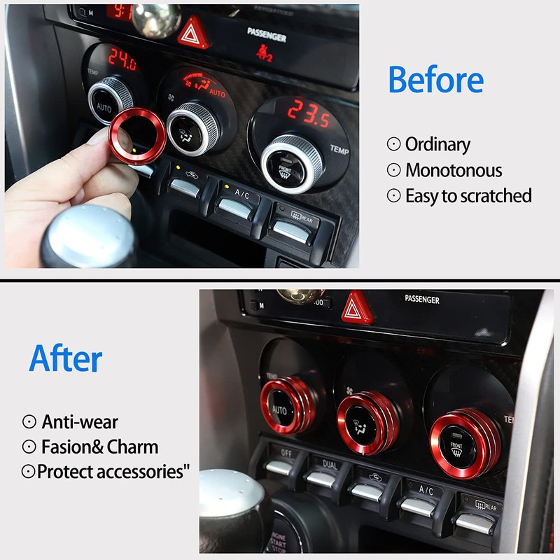 4 Pieces Central Control Knob of Air Conditioning Decoration Ring