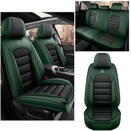 Cscevt 5 Seat Covers for KIA Telluride 2020-2024 Upgraded Leather Car Seat Covers Waterproof Anti-Slip Car Seat Protectors Comfort Automotive Seat Covers with Airbag（Standard,Black+Green）