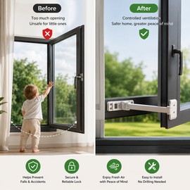 Adjustable Window Safety Lock for Childproofing – Sliding Door & Window Opening Limiter for Home Protection