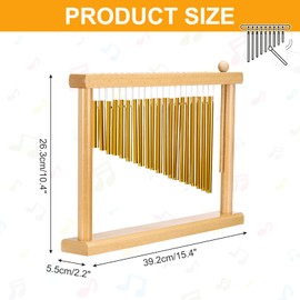 MECCANIXITY 20 Note Chime Bar Table Top Wind Chimes Music Percussion Instrument with Mallet for Relaxing Meditation Office Decoration (Gold Tone)