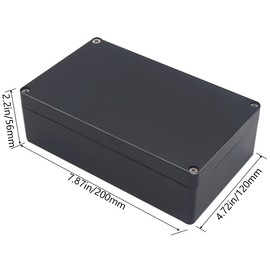 Otdorpatio Project Box IP65 Waterproof Junction Box ABS Plastic Black Electrical Boxes DIY Electronic Project Case Power Enclosure 7.87x4.72x2.2 inch (200x120x56 mm)