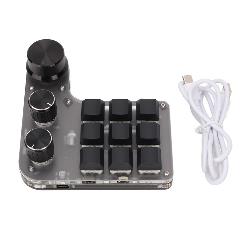 Programmable Macro Keyboard 9 Keys 3 Knobs USB Bluetooth Connection