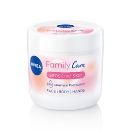 NIVEA Family Care Sensitive Moisturising Cream (450 ml), Body Cream for Dry Skin, Sensitive Skin Moisturiser with Natural Almond Oil, Suitable for the Whole Family