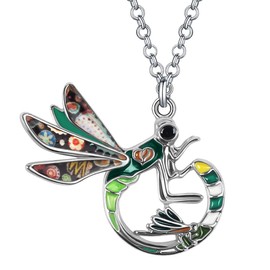 RAIDIN Mother's Day Gift Novelty Enamel Zinc Alloy Dragonfly Necklace for Mom Women Girls Gift Birthday Chain Pendant Necklace Jewellery Decorations Charms (Green)