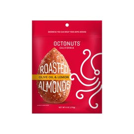 Octonuts Olive Oil & Lemon Roasted Almonds (6oz) Plant Based Protein Snack with Fiber – Keto Friendly, Gluten-Free, Vegan & Non-GMO Verified