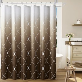 Brown and White Ombre Shower Curtain Set for Bathroom,Geometric Pattern Bathroom Curtains with 12 Hooks,Waterproof Shower Curtain, Durable and Machine Washable, 72 x 72 inches, Brown