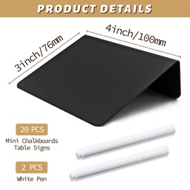 YETOOME 20 Pack Mini Chalkboard Signs for Tabletop Chalkboard Labels, L-Shaped Small Chalkboard Buffet Signs with 2 Erasable Chalk Markers, Food Labels for Party Buffet Wedding Bakery (3 x 4 in)