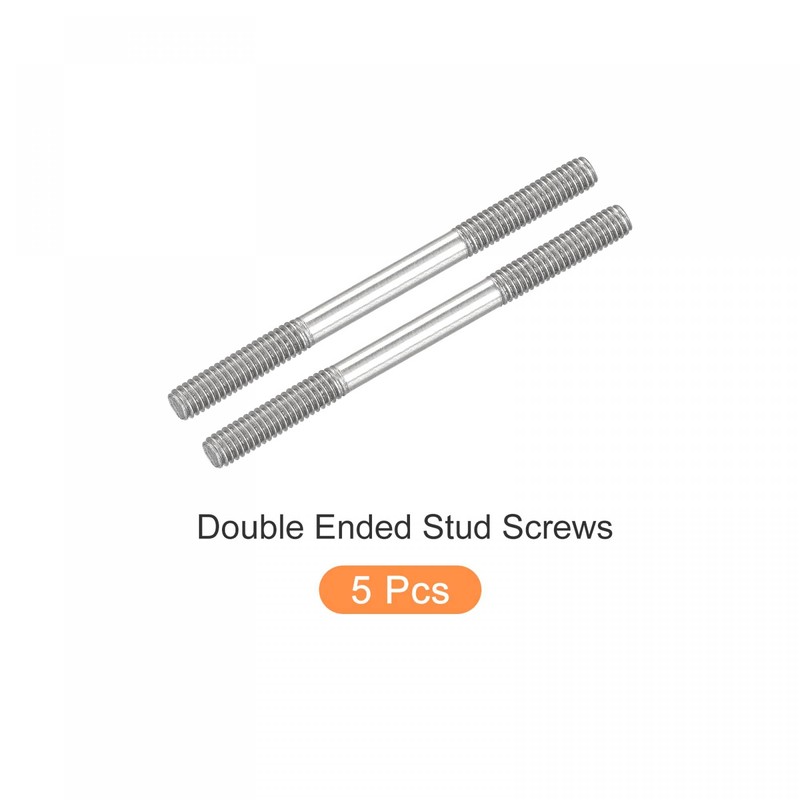 sourcing map Double Ended Stud Screws (M4 Thread 60mm Length)