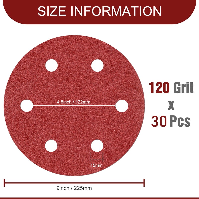 9 Inch Sanding Disc 120 Grit Hook and Loop Sandpaper